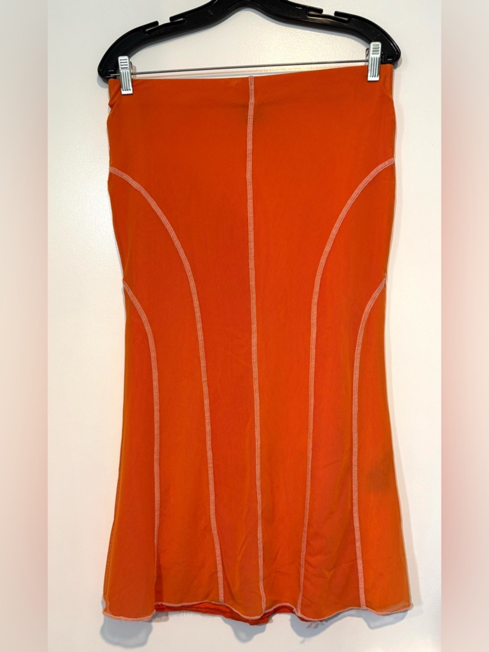 Urban Outfitters Orange Mesh Contrast Stitch Mermaid Maxi Skirt